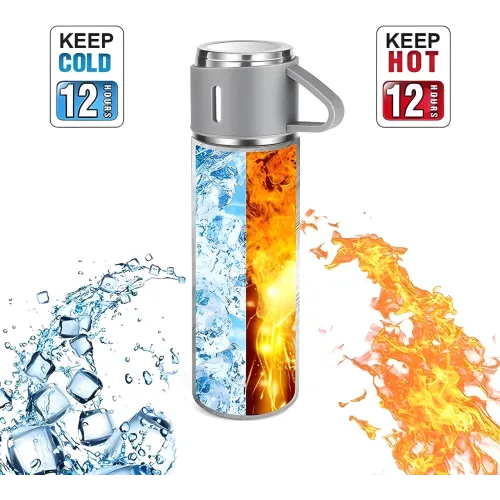 Термос с вакуумной изоляцией, Подарочный набор с 2 чашкам (500 мл )Vacuum flask set Зеленый - фото 4