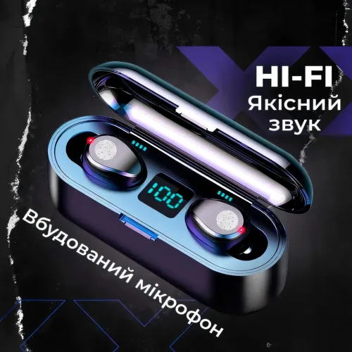 Беспроводные наушники Bluetooth F9 TWS WIRELESS, 2000 mAh - фото 6