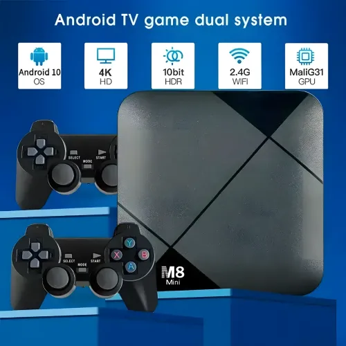 Игровая приставка M8 mini 4K Android TV, 64 gb , с встроенным эмулятором ретро-игр и джойстиками - фото 5