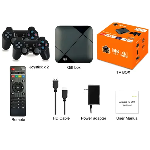 Игровая приставка M8 mini 4K Android TV, 64 gb , с встроенным эмулятором ретро-игр и джойстиками - фото 8