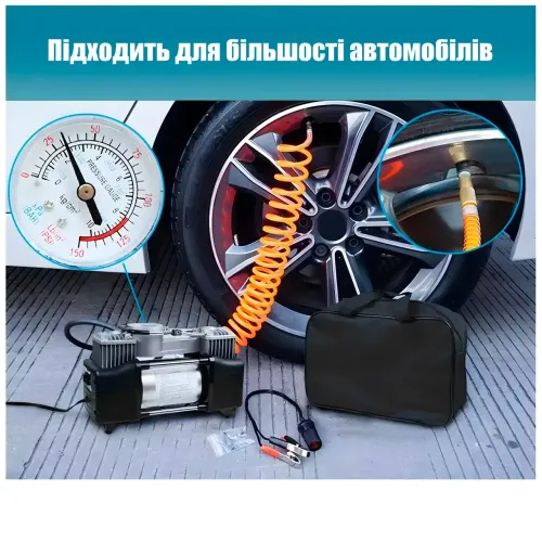 Компресор автомобільний двопоршневий Air Compressor 12v 628-4x4 - фото 7