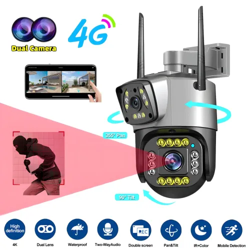 Уличная Видео камера работающая через 4G с двумя линзами SC03 V380pro - фото 2