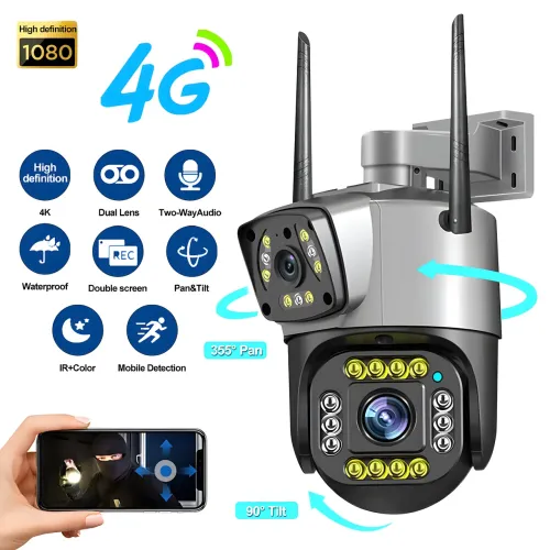 Уличная Видео камера работающая через 4G с двумя линзами SC03 V380pro - фото 3