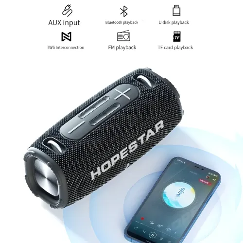Портативна бездротова колонка Hopestar H50, 20w, водонепроникна Сірий - фото 5