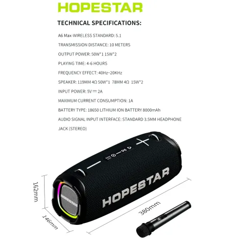 Бездротова колонка Hopestar A6 Max, 80 W, 12000 mAh Камуфляж - фото 8