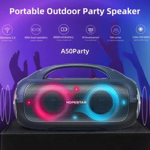 Портативна бездротова колонка Hopestar A50 party, 80W, 12000 mAh, захист від вологи - фото 6