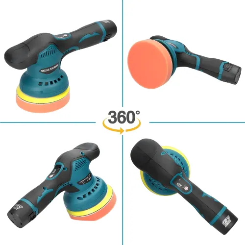 Полировальная машинка Waxing Polisher YK49 аккумуляторная с насадками 1250W, Шлифовальная машинка - фото 5
