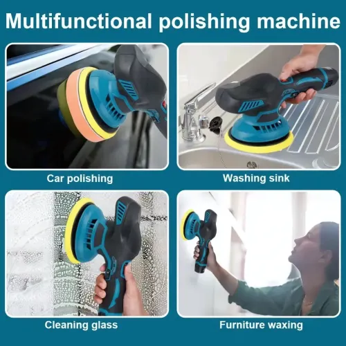 Полировальная машинка Waxing Polisher YK49 аккумуляторная с насадками 1250W, Шлифовальная машинка - фото 6