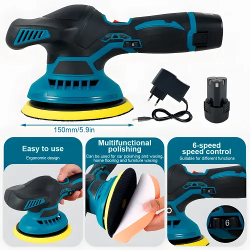 Полировальная машинка Waxing Polisher YK49 аккумуляторная с насадками 1250W, Шлифовальная машинка - фото 10