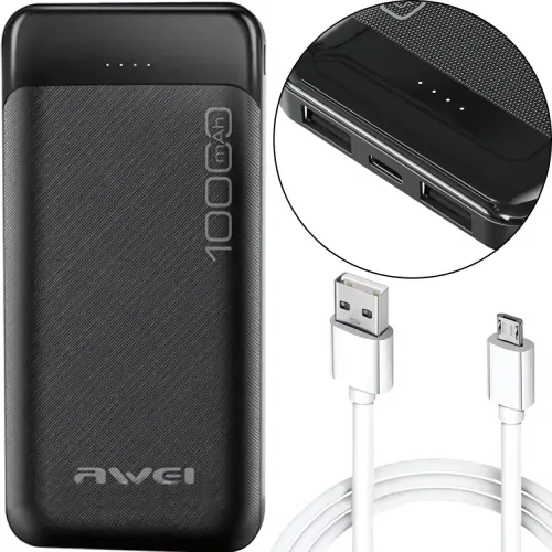 Портативное зарядное устройство Power Bank Awei P37K 10000mah - фото 2