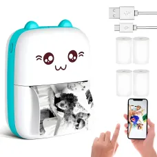 Портативный мини принтер для фотографий (Mini Printer) cat ears Bluetooth
