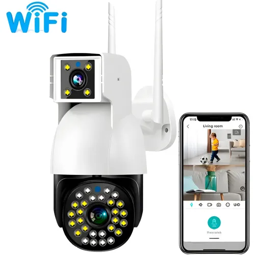 Камера видеонаблюдения уличная, WIFI DUAL CAMERA P12 IP 360/90 V380PRO 3+3.0mp - фото 10