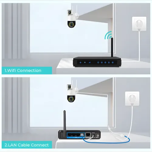 Камера видеонаблюдения уличная, WIFI DUAL CAMERA P12 IP 360/90 V380PRO 3+3.0mp - фото 7