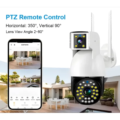Камера видеонаблюдения уличная, WIFI DUAL CAMERA P12 IP 360/90 V380PRO 3+3.0mp - фото 6