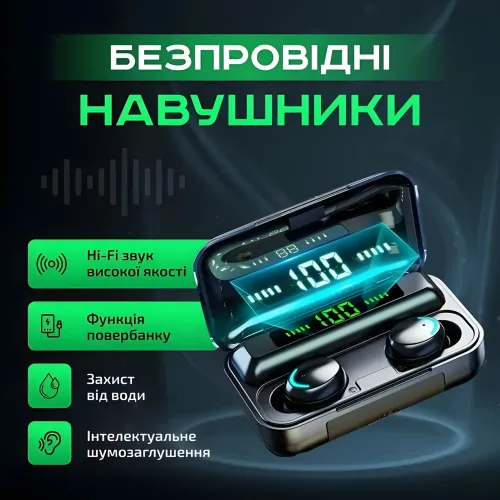 Бездротові Bluetooth-навушники TWS BTH-F-5 2000 мА·год чорні - фото 2