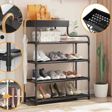 Напольная металлическая полка для обуви в прихожую Shoe rack BLACK 60 *21*78 см.