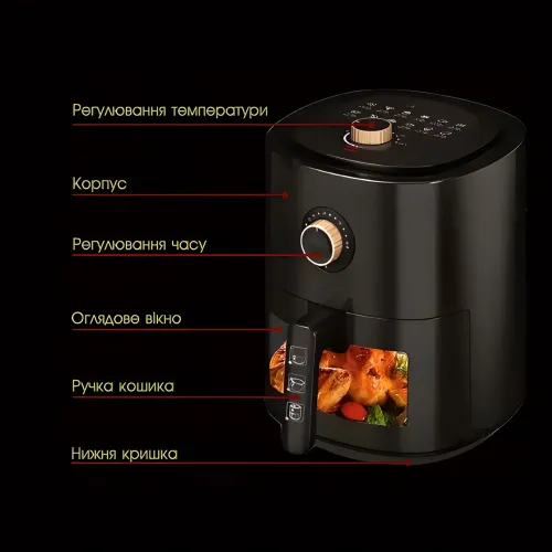 Аэрофритюрница, аэрогриль BITEK BT-5332B Air Fryer 3500Вт 6л - фото 5