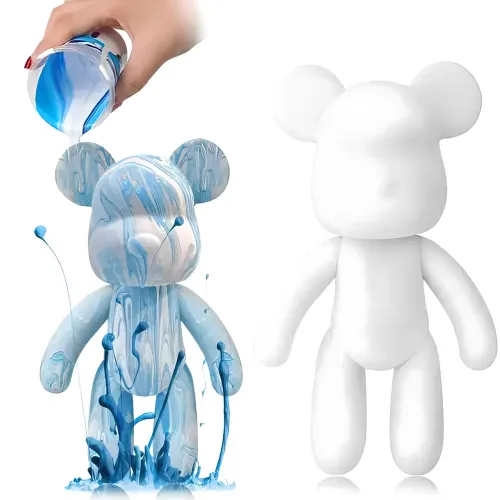 Набор для творчества 23 см флюидный Мишка fluid violent bear bearbrick, с набором красок - фото 3