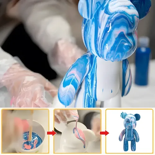 Набор для творчества 23 см флюидный Мишка fluid violent bear bearbrick, с набором красок - фото 6
