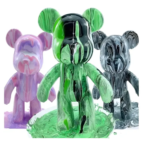 Набор для творчества 23 см флюидный Мишка fluid violent bear bearbrick, с набором красок - фото 8