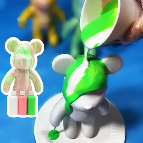 Набор для творчества 23 см флюидный Мишка fluid violent bear bearbrick, с набором красок - фото 4