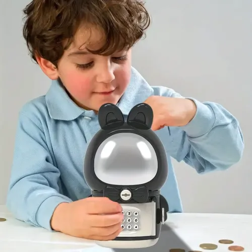 Детская электронная копилка-сейф Космонавт с кодовым замком Space piggy bank BLACK - фото 7