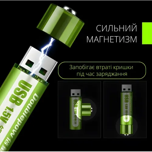 Перезаряжаемые батарейки пальчиковые AA, через USB - 1,5В 1500 мАч  USB FluCat USB 1.5V 1500 mWh - фото 5