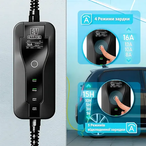 Зарядний пристрій для електромобіля 3.7 кВт 16 A 1-фаза Type 1 EV charge, 5 метрів кабель - фото 3