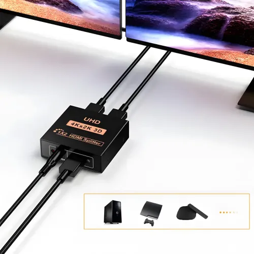 Активний HDMI-розгалужувач на 2 порти UHD, двоспрямований відео сплітер 4К - фото 5