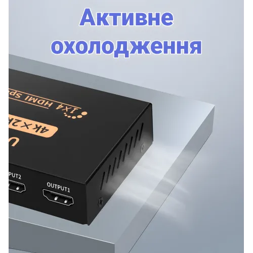 Активний HDMI-розгалужувач на 4 порти, чотириспрямований відео сплітер 4К - фото 9