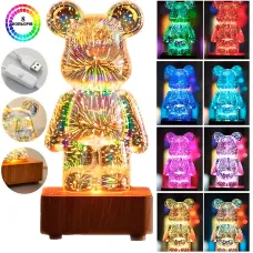 Ночник, светильник медведь фейерверк RGB  Bearbrick, Акриловый ночник 3D цветов
