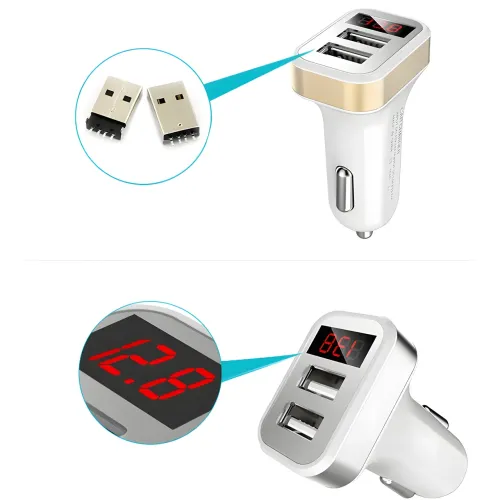 Адаптер в машину на 2 USB HC1 9001, Зарядка в прикуриватель авто, С Вольтметром - фото 4