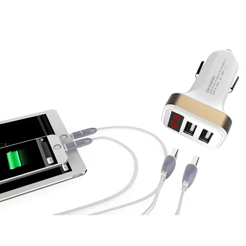 Адаптер в машину на 2 USB HC1 9001, Зарядка в прикуриватель авто, С Вольтметром - фото 5