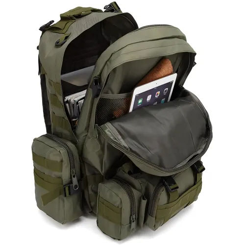 Водонепроницаемый тактический рюкзак, военный рюкзак 4 в 1 Зеленый 50л - фото 6