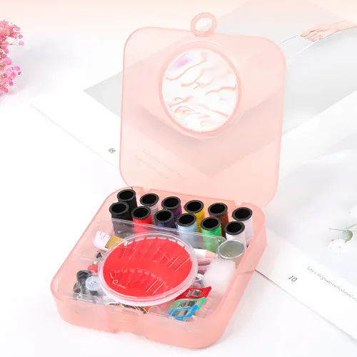Набор для шитья SEWING KIT XL-695. Дорожный комплект для шитья и рукоделия. Набор для ремонта одежды, розовый