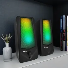 Колонки для PC 2.0 JEDEL S523. USB динамик RGB с Bluetooth. Настольная стерео колонка для компьютера, 19x8 см.