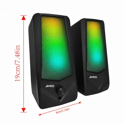 Колонки для PC 2.0 JEDEL S523. USB динамик RGB с Bluetooth. Настольная стерео колонка для компьютера, 19x8 см. - фото 2