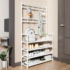 Стойка-вешалка для одежды с полкой для обуви. New simple floor clothes rack, 60х29.5х151 см, белая.