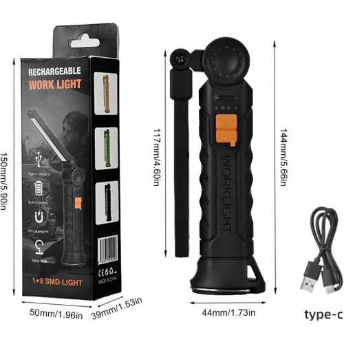 Фонарик на магните BL G61. Прорезиненный корпус, с крючком. USB-зарядка. Поворот 360° и 4 режима работы - фото 5