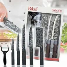 Набор Bass Kitchen knife B821, 6 предметов. 5 ножей из нержавеющей стали. Керамическая овощечистка