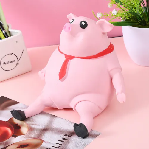 Антистрес-свинка, рожева іграшка, що стискається. Pink Pig порося сквіш. 2 розміри, вакуумний пісок - фото 7