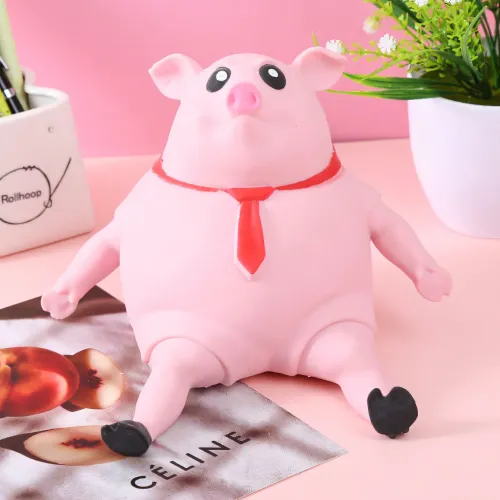 Антистрес-свинка, рожева іграшка, що стискається. Pink Pig порося сквіш. 2 розміри, вакуумний пісок - фото 6