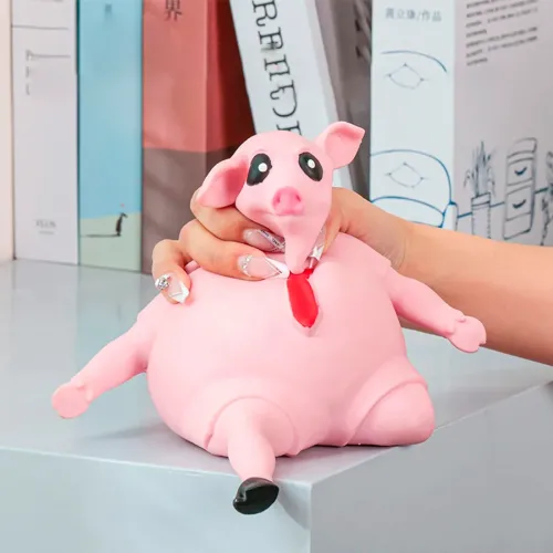 Антистрес-свинка, рожева іграшка, що стискається. Pink Pig порося сквіш. 2 розміри, вакуумний пісок - фото 4