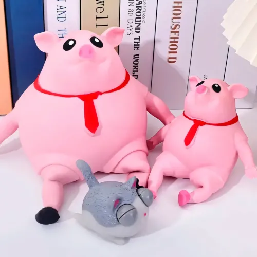 Антистрес-свинка, рожева іграшка, що стискається. Pink Pig порося сквіш. 2 розміри, вакуумний пісок - фото 8