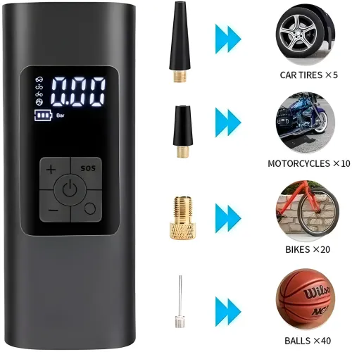 Акумуляторний портативний компресор для Автомобілів і велосипедів Wireless air pump VC027, 6000 mAh, 8.3 bar - фото 3
