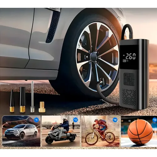 Акумуляторний портативний компресор для Автомобілів і велосипедів Wireless air pump VC027, 6000 mAh, 8.3 bar - фото 4
