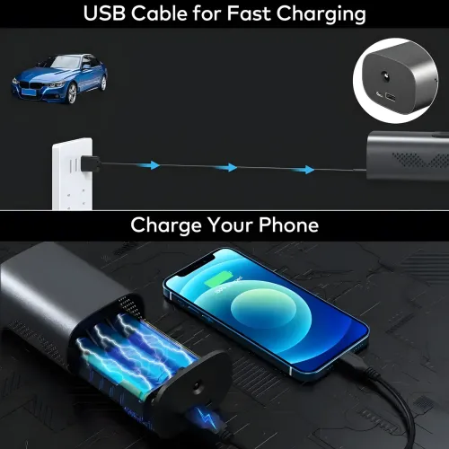 Акумуляторний портативний компресор для Автомобілів і велосипедів Wireless air pump VC027, 6000 mAh, 8.3 bar - фото 6