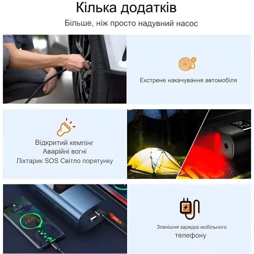 Аккумуляторный портативный компрессор для велосипедов и автомобилей air pump CZCQ-101, 6000mAh, 10.3 Bar - фото 5