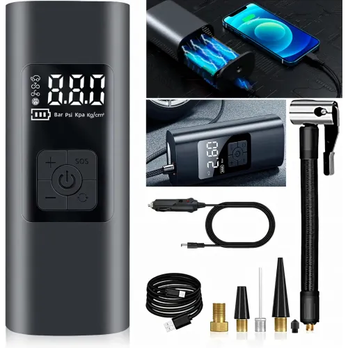 Аккумуляторный портативный компрессор для велосипедов и автомобилей air pump CZCQ-101, 6000mAh, 10.3 Bar