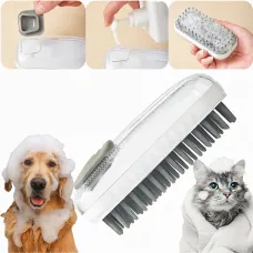 Массажная щетка для купания животных Body brush LY-528 с мягкой щетиной, диспенсер для шампуня, мелкие зубцы